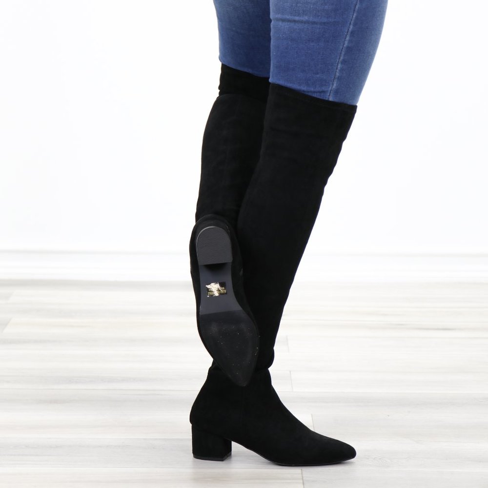 *Restock Over The Knee Black Boots Faux Suede - Picture 5 of 16